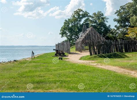 Wooden Fort and Building in Historic Jamestown Settlement in Virginia ...