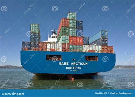 Nakhodka Bay. East (Japan) Sea. 04 October 2015: Container Ship Mare Arcticum at Anchored in the ...