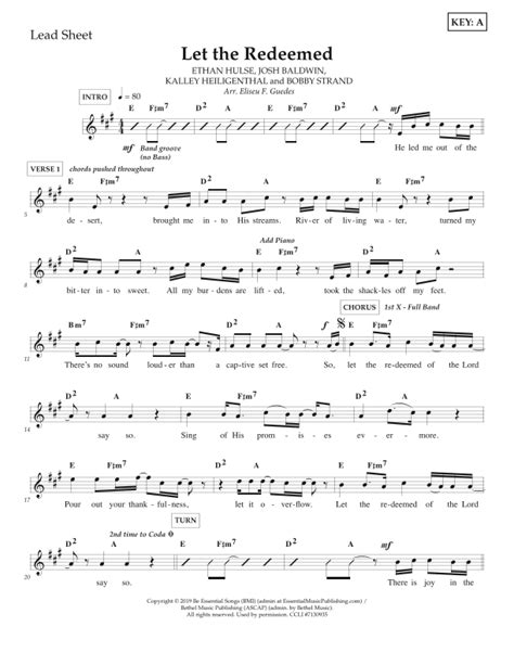 Let The Redeemed (arr. Arr. by Eliseu F. Guedes) by Josh Baldwin Sheet ...