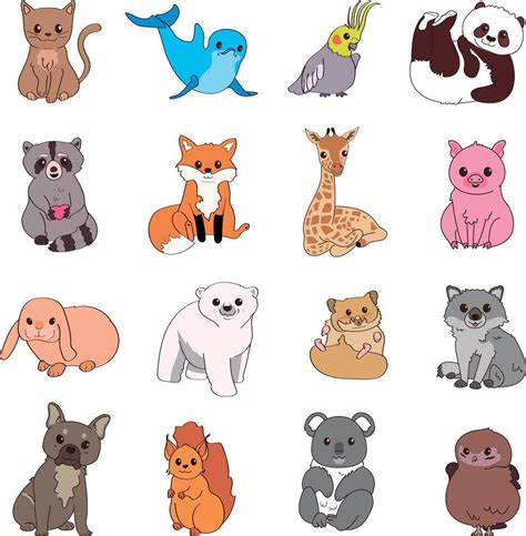 Animals Stickers Collection 9640300 Vector Art at Vecteezy