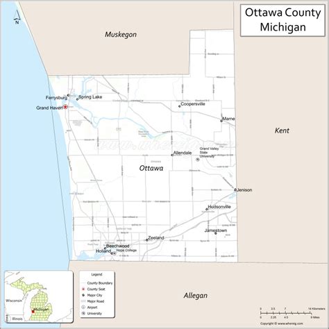 Ottawa County Map, Michigan - Where is Located, Cities, Population ...