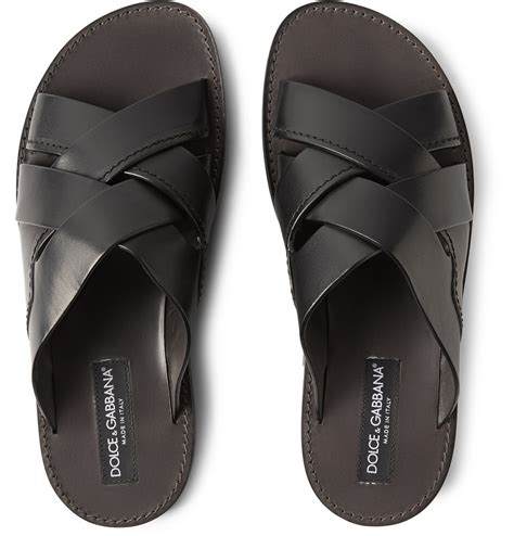 Dolce & Gabbana Leather Sandals in Black for Men - Lyst