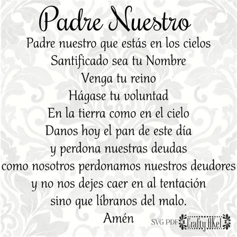 Padre Nuestro our Father, Lord's Prayer spanish SVG, PDF, Digital File ...