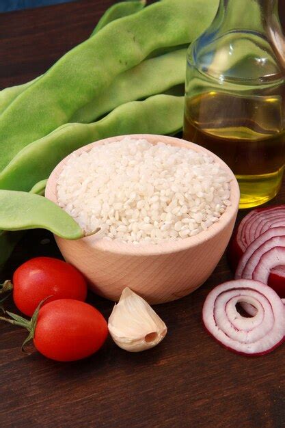 Premium Photo | Rice and ingredients for risotto