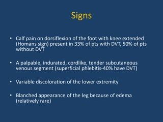 Dvt diagnosis and management | PPT