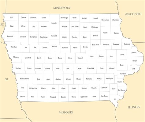 Printable Map Of Iowa | Francesco Printable