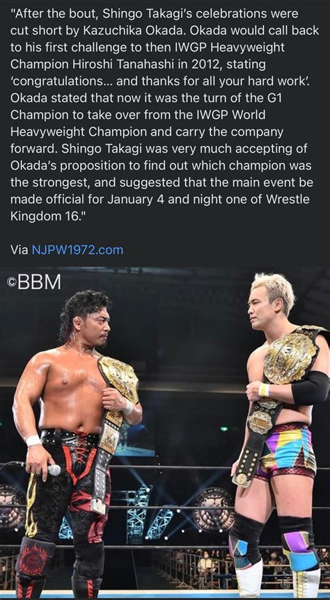 Main Event confirmed for WrestleKingdom (night ?) : r/njpw