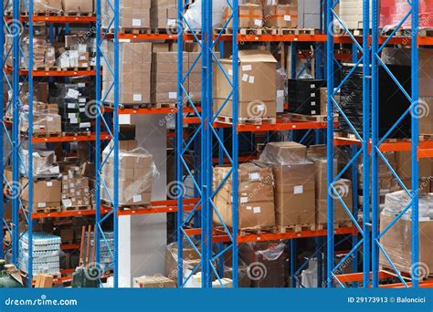 Warehouse shelving system stock image. Image of merchandise - 29173913