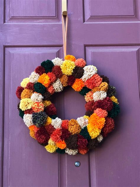 20 DIY Fall Wreaths: How To Make A Wreath | Diy fall wreath, Pom pom ...