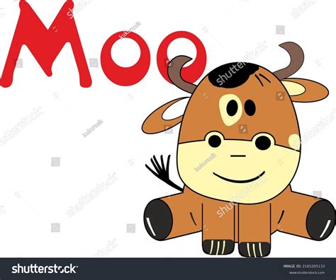 Cute Cartoon Cow Says Moo Stock Vector (Royalty Free) 2165205133 ...