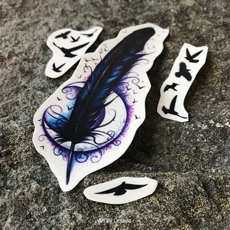 Raven Feather Temporary Tattoo Raven Feather Tattoo | Etsy