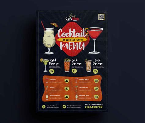 Free Cocktail Menu Template (PSD)