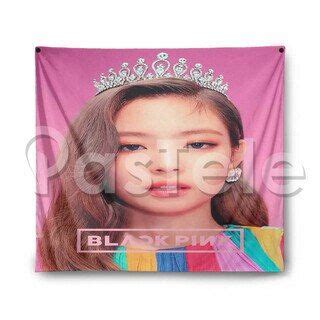 Jennie Black Pink Custom Printed Silk Tapestry Indoor Wall Decor Hanging Home Art Decorative ...