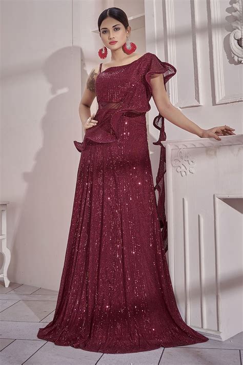 Royal Maroon Colored Designer Gown, Anarkali salwar kameez | online ...