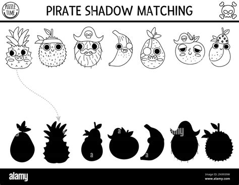 Black and white pirate shadow matching activity. Treasure island hunt ...