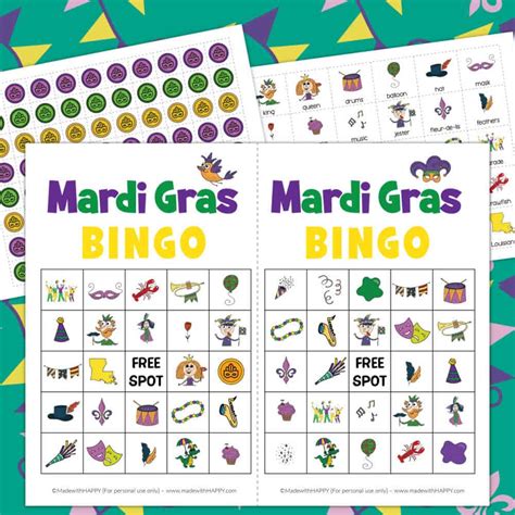 Mardi Gras Bingo - Made with HAPPY