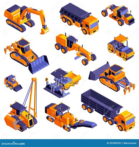 Road Construction Machines Set Stock Vector - Illustration of manual, industrial: 201892932