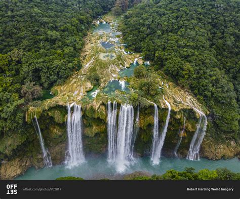 Aerial of the Tamul waterfalls, Huasteca Potosi, San Luis Potosi, Mexico, North America stock ...