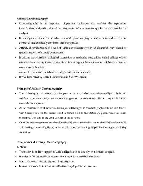 Affinity chromatography - Affinity Chromatography Chromatography is an ...