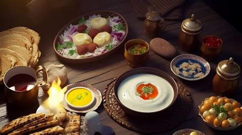 Premium AI Image | fresh Delicious Arabian Breakfast