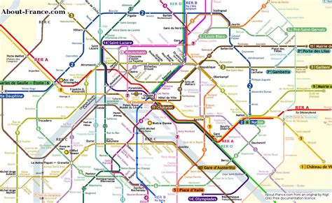 Paris Metro Map with All the Different Lines
