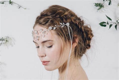 Bohemian ethereal bridal crystal browband headband - Isadora - Debbie Carlisle