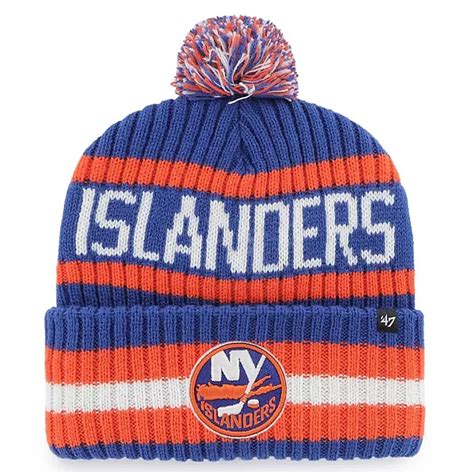 Men's '47 Royal New York Islanders Bering Cuffed Knit Hat with Pom