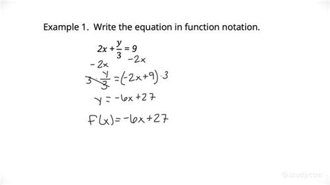 How to Rewrite an Equation in Function Notation | Algebra | Study.com