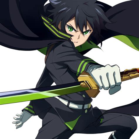 Download Cape Green Eyes Black Hair Uniform Glove Weapon Katana Sword Seraph Of The End Yūichirō ...