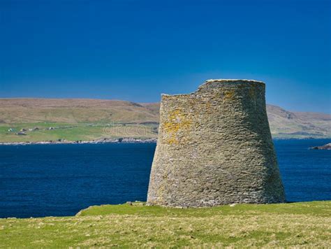 Mousa Broch on the Island of Mousa in Shetland, UK. Stock Image - Image ...