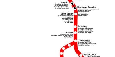 Red line MBTA map - Red line Boston map (United States of America)