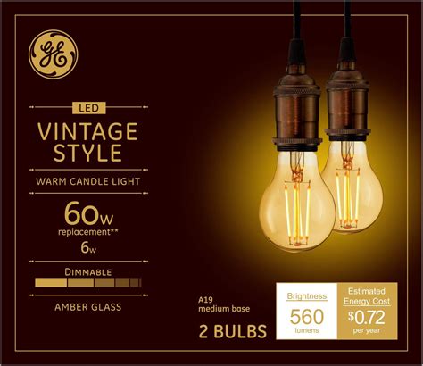 GE Lighting Vintage Style LED Globe Light Bulb, 5.5 Watts (60 Watt Equivalent) Warm Candle Light ...