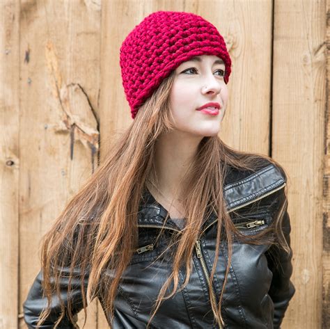 Fitted Beanie Hat, Red Beanie, Wool Knit Hat, THE BOHO BEANIE Shown in Cranberry - Etsy