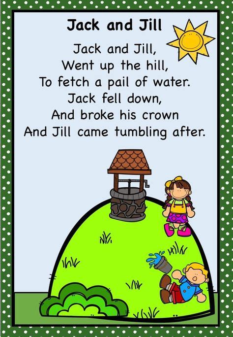 Jack and Jill Nursery Rhyme Pack AUS UK | Jack, jill, Nursery rhymes, Kids songs