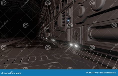 Control Room Panel Sci-fi Interior in Dark Scene Stock Illustration - Illustration of abandoned ...