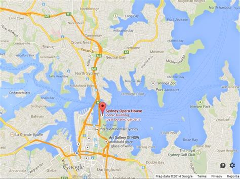 Sydney Opera House on Map of Sydney