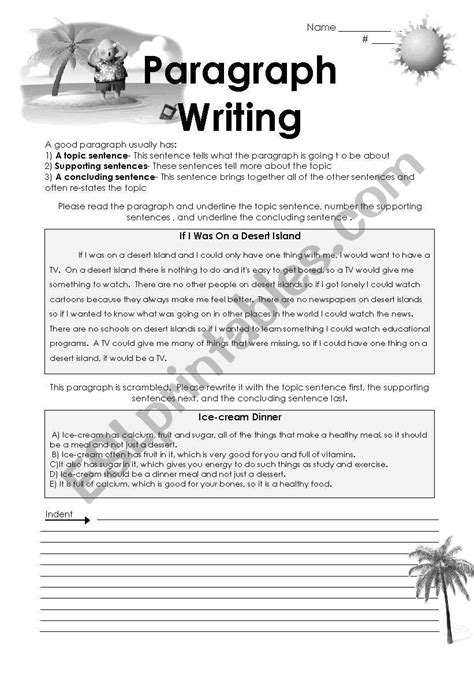 Admission essay: Paragraph writing worksheets