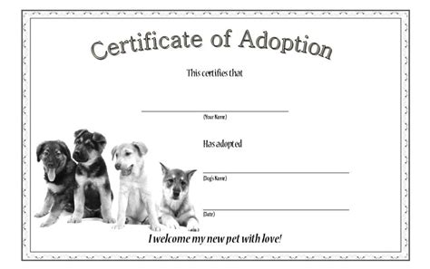 10 dog adoption certificate free printable designs in awesome dog birth ...