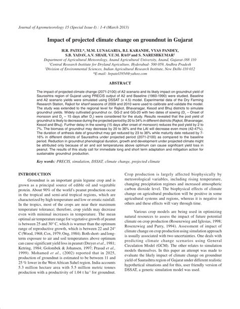 (PDF) Impact of projected climate change on groundnut in Gujarat