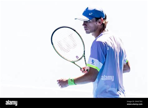 MELBOURNE, VIC - JANUARY 21: Alex De Minaur of Australia celebrates ...