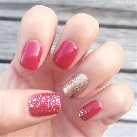 Red and gold glitter nails - This is Meagan Kerr