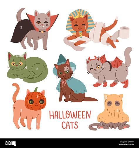 Group of cats in halloween costumes vector set Stock Vector Image & Art - Alamy