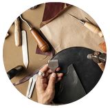 Idra Leather Ottoman Pouf - Small