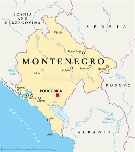 Montenegro Political Map stock vector. Illustration of drin - 59663752