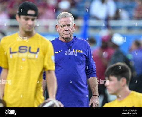 Orlando, FL, USA. 3rd Sep, 2023. LSU Tigers head coach Brian Kelly ...