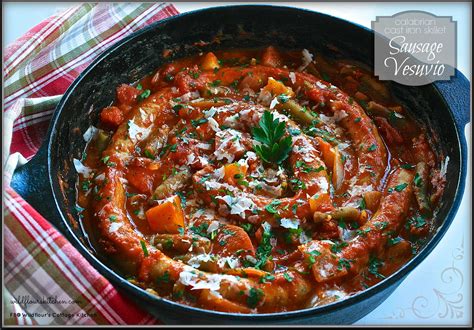 Calabrian Cast Iron Skillet Sausage Vesuvio with Rigatoni - Wildflour's ...