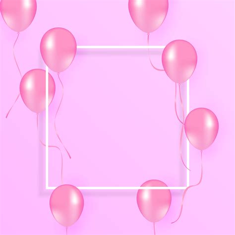 Balloons on pastel pink background. Frame made of white and pink balloons. Birthday, holiday ...