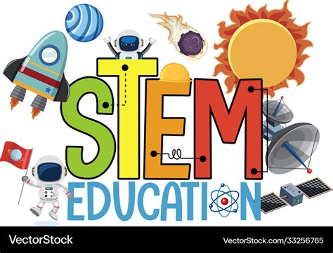 Stem education logo with space objects isolated Vector Image