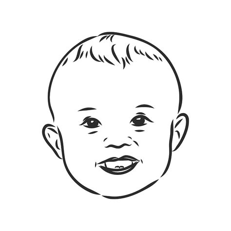 Premium Vector | Face of little girl, hand drawn illustration isolated black lines on white ...