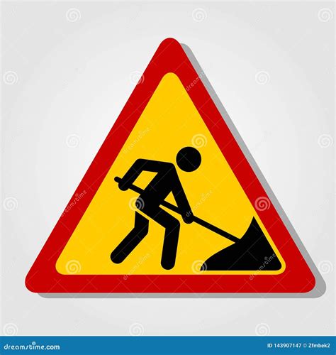 Road Work Ahead Sign Isolated on White Background. Vector Illustration Stock Vector ...